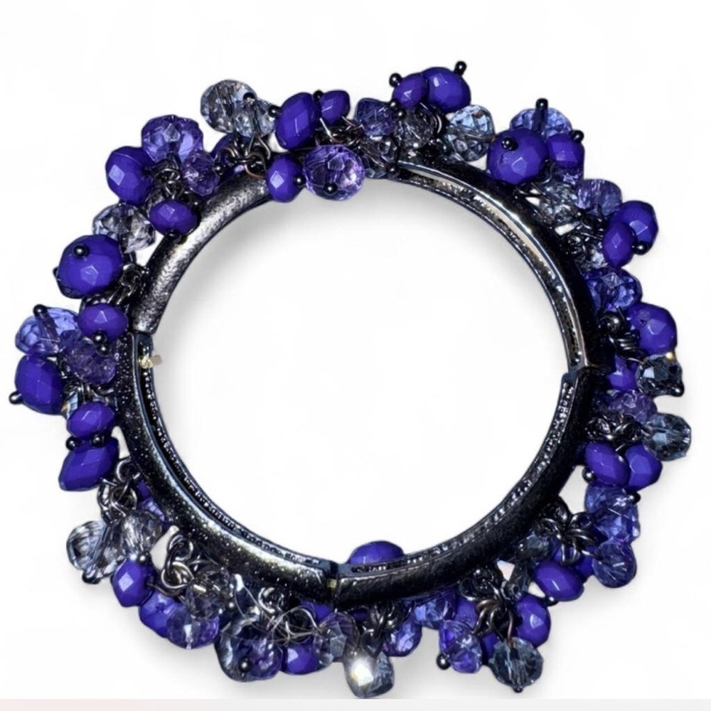 Purple Beaded Stretch Bracelet – Boho Statement Jewelry